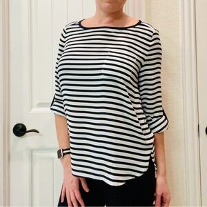 Loft Navy & White Stripe Blouse